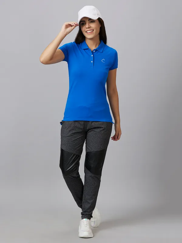 Being Human Easy Fit Women Polo Neck T-Shirts-Imperial  Blue